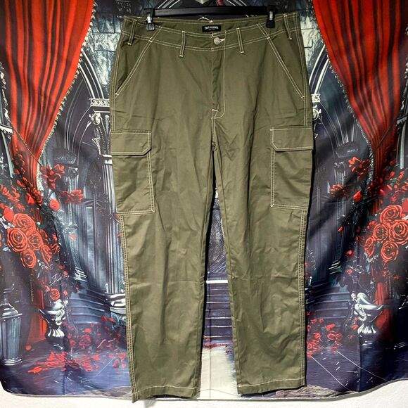 True Religion Cargo Pant Men's 36 Green Workwear Utility Outdoor Baggy Casual - Picture 4 of 7